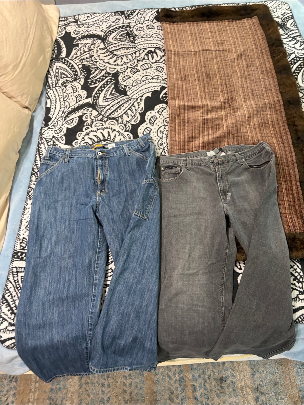 Carhartt Relaxed Jeans in Blue and DKNY jeans in grey denim.